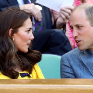 La duchesse Catherine de Cambridge (Kate Middleton) et le prince William assistaient le 15 juillet 2018 à la finale du tournoi de Wimbledon, à Londres.