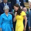 La duchesse Catherine de Cambridge (Kate Middleton) et le prince William assistaient le 15 juillet 2018 à la finale du tournoi de Wimbledon, à Londres.