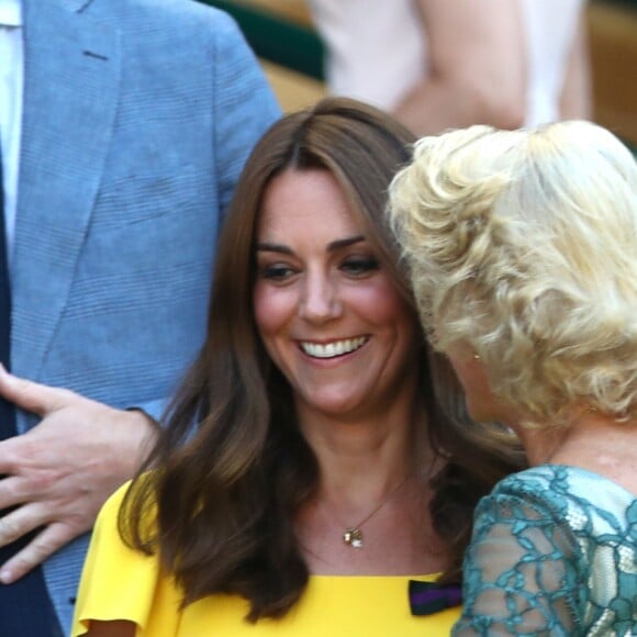 La duchesse Catherine de Cambridge (Kate Middleton) et le prince William assistaient le 15 juillet 2018 à la finale du tournoi de Wimbledon, à Londres.