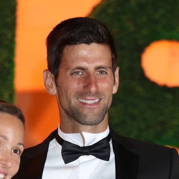 Novak Djokovic et sa femme Jelena au dîner des champions de Wimbledon le 15 juillet 2018 à Londres.