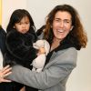 Christine Innamorato, directrice artistique de Bonpoint, Mademoiselle Agnès et sa fille Swan au défilé Bonpoint printempt-été 2018 à Paris, le 24 janvier 2018.