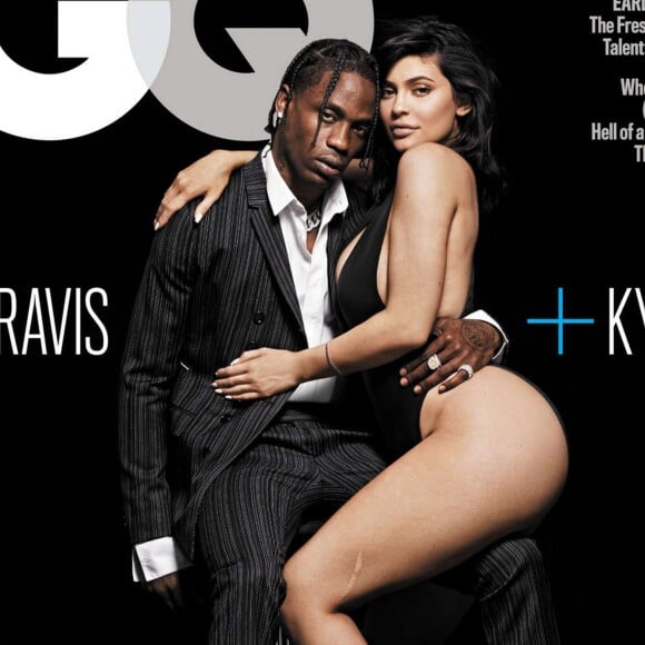 Kylie Jenner et Travis Scott posent pour la couverture du magasine GQ  The cover of the August 2018 issue of GQ shows Kylie Jenner and ravis Scott.17/07/2018 - Los Angeles