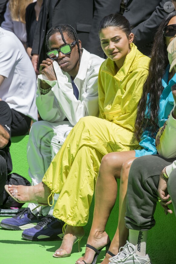 Travis Scott, sa compagne Kylie Jenner - Défilé de mode Homme printemps-été 2019 "Louis Vuitton" à Paris. Le 21 juin 2018 © Olivier Borde / Bestimage