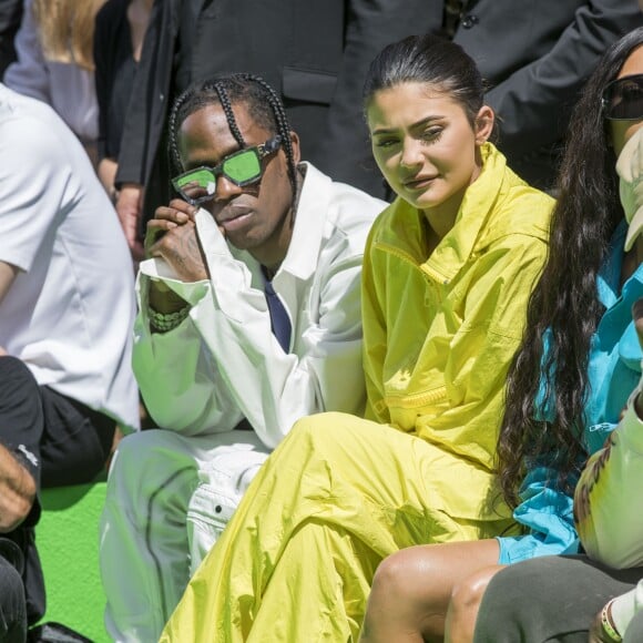 Travis Scott, sa compagne Kylie Jenner - Défilé de mode Homme printemps-été 2019 "Louis Vuitton" à Paris. Le 21 juin 2018 © Olivier Borde / Bestimage