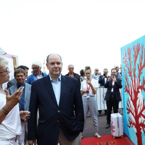 Exclusif - Le prince Albert II de Monaco - 2ème édition de la performance artistique éphémère UPAW (Urban Painting Around the World) sur le Quai Albert 1er à Monaco le e 19 juillet 2018. © JC Vinaj/Bruno Bebert/PRM/Bestimage