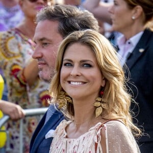 La princesse Madeleine de Suède et son mari Christopher O'Neill à la soirée de gala pour le 41e anniversaire de la princesse héritière Victoria de Suède, le 14 juillet 2018 à Borgholm.