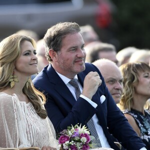 La princesse Madeleine de Suède et son mari Christopher O'Neill à la soirée de gala pour le 41e anniversaire de la princesse héritière Victoria de Suède, le 14 juillet 2018 à Borgholm.