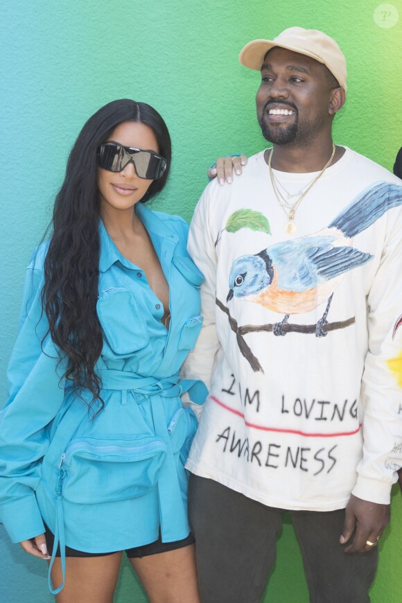 Kim Kardashian et Kanye West - Backstage du défilé de mode Homme printemps-été 2019 "Louis Vuitton" à Paris. Le 21 juin 2018 © Olivier Borde / Bestimage