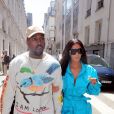 Kim Kardashian et son mari Kanye West arrivent au défilé de mode Homme printemps-été 2019 " Louis Vuitton" à Paris. Le 21 juin 2018.
