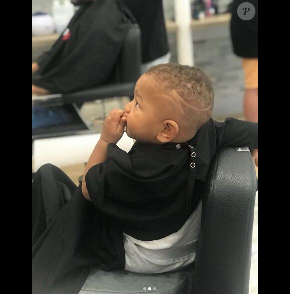 Tony Yoka publie une photo de son fils Ali après qu'il lui a rasé les cheveux. Instagram, le 25 juillet 2018.