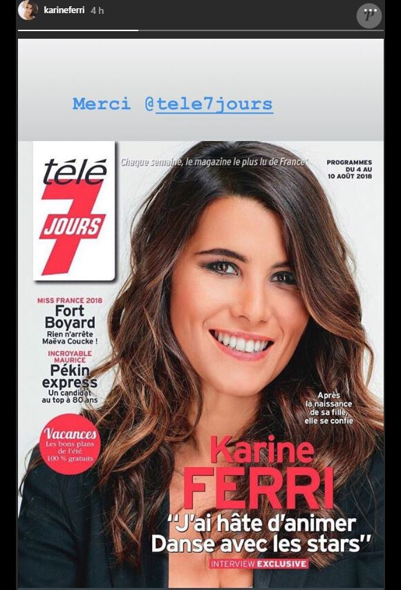 Karine Ferri en couverture du prochain numéro de "Télé 7 jours"