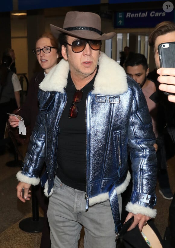 Nicolas Cage - People à leur arrivée à l'aéroport de Salt Lake City. Le 21 janvier 2018