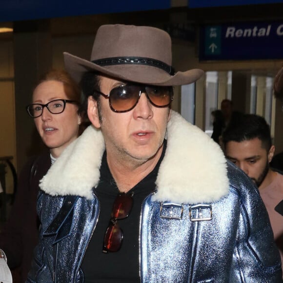 Nicolas Cage - People à leur arrivée à l'aéroport de Salt Lake City. Le 21 janvier 2018