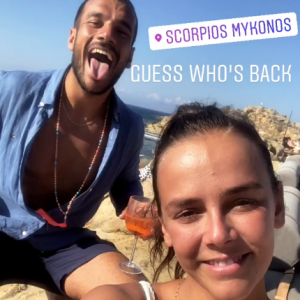 Pauline Ducruet en vacances à Mykonos avec son ami Maxime Giaccardi, image extraite de sa story Instagram du 30 juillet 2018.