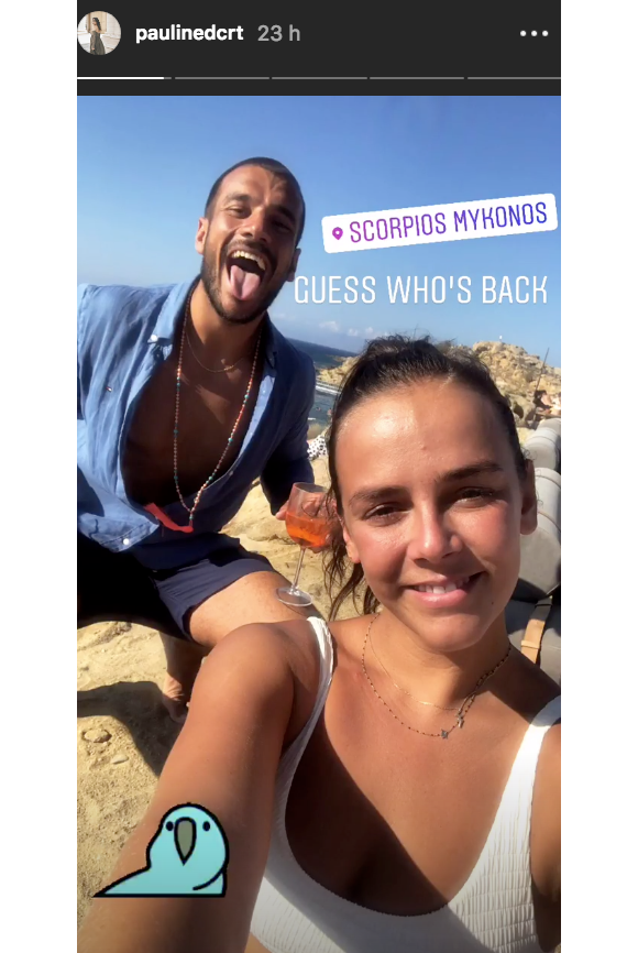 Pauline Ducruet en vacances à Mykonos avec son ami Maxime Giaccardi, image extraite de sa story Instagram du 30 juillet 2018.