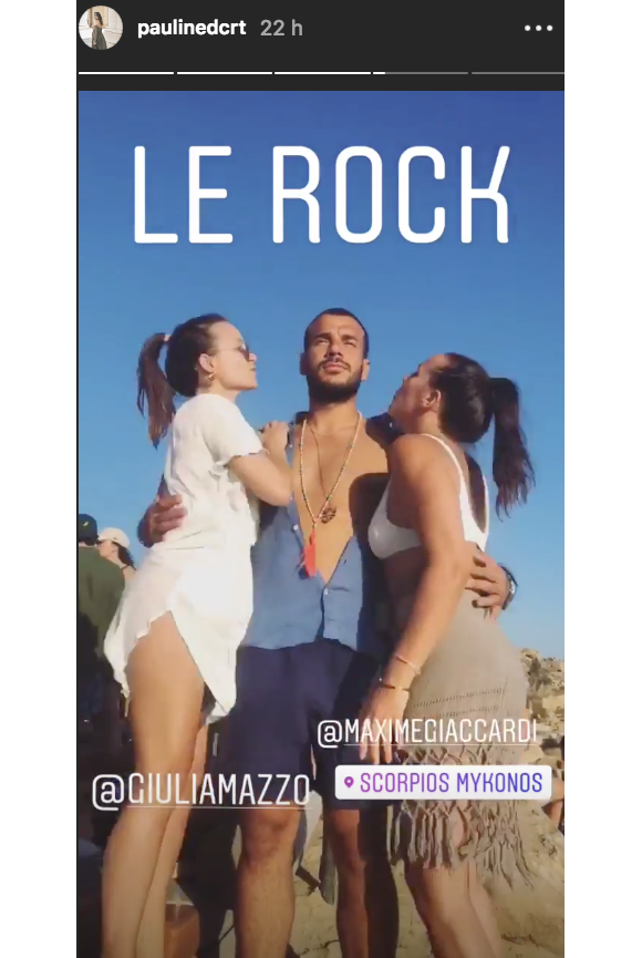 Pauline Ducruet en vacances avec ses amis à Mykonos, image extraite de sa story Instagram du 30 juillet 2018.