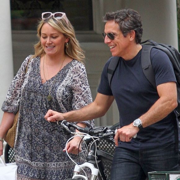 Ben Stiller et son ex-femme Christine Taylor vont déjeuner ensemble à Tribeca. New York, le 30 juillet 2018.