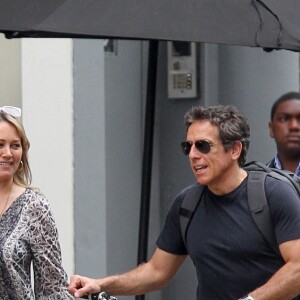 Ben Stiller et son ex-femme Christine Taylor vont déjeuner ensemble à Tribeca. New York, le 30 juillet 2018.