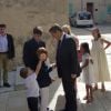 Exclusif - Olivier Chartier, Nicolas Sarkozy, Hélène Darroze avec ses filles Charlotte et Quitterie, etMayé et Loup les fils de Maud Fontenoy - Mariage de la navigatrice et femme politique et vice-présidente de la région Sud-Provence-Alpes-Côte-d'Azur, Maud Fontenoy avec le conseiller régional poitevin Olivier Chartier à l'Èglise de Gassin dans le Var le 26 mai 2018. Maud Fontenoy va accoucher de son 4ème enfant dans moins d'une semaine. © Christiane Georges/Nice Matin/Bestimage