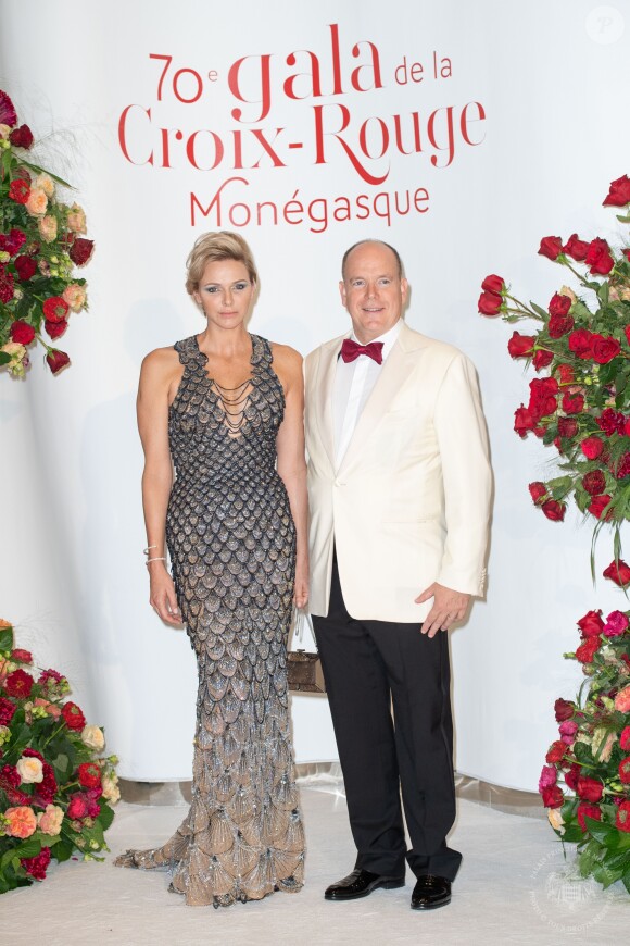 Le prince Albert II de Monaco et la princesse Charlene lors du 70e gala de la Croix-Rouge monégasque à Monaco le 27 juillet 2018. © Pierre Villard/Le Palais Princier/Monte-Carlo-SBM via Bestimage