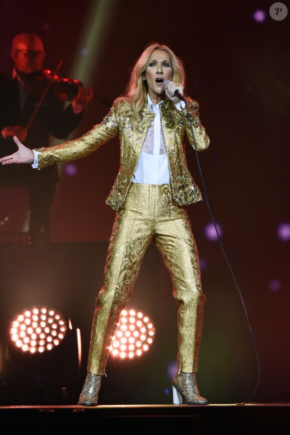 Celine Dion en concert lors de sa tournée "Celine Dion Live 2018" au Qudos Bank Arena de Sydney en Australie le 27 juillet 2018