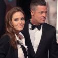 Brad Pitt et Angelina Jolie - Arrivée des people à la cérémonie des Bafta Awards à Londres, le 16 février 2014.