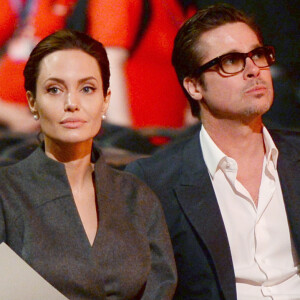 Angelina Jolie et Brad Pitt - Conférence pour la prévention contre les violences sexuelles lors des conflits. Londres, le 13 juin 2014  13th June 2014. Preventing Sexual Violence in Conflict - Global Conference held at The ExCeL Conference Centre, London. UN Special Envoy and Foreign Secretary co-hosts a major global conference to discuss the prevention of sexual violence in conflict.11/06/2014 - Londres