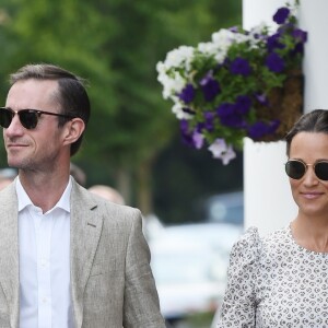 Pippa Middleton et son mari James Matthews à Wimbledon à Londres, le 13 juillet 2018.