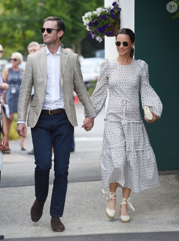 Pippa Middleton et son mari James Matthews à Wimbledon à Londres, le 13 juillet 2018.