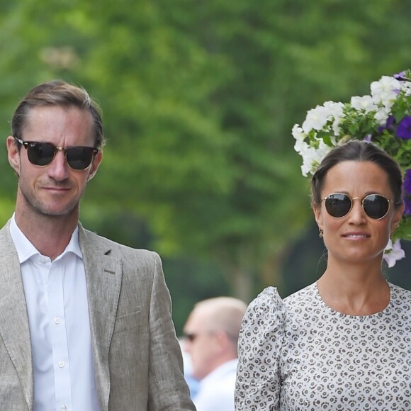 Pippa Middleton et son mari James Matthews à Wimbledon à Londres, le 13 juillet 2018.