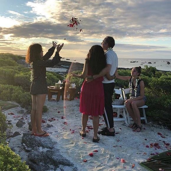 Salma Hayek et François-Henri Pinault ont renouvelé leurs voeux de mariage à Tahiti. Le 10 août 2018.