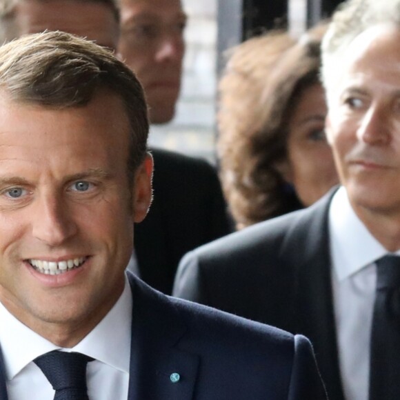 Le président Emmanuel Macron et sa épouse Brigitte Macron ont assisté à la la réception de retour offerte en l'honneur de Sa Majesté la reine Margrethe II de Danemark sur le parvis du théâtre royal de Copenhague, le 29 août 2018. © Ludovic Marin / Pool / Bestimage