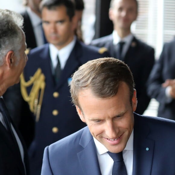 Le président Emmanuel Macron et sa épouse Brigitte Macron ont assisté à la la réception de retour offerte en l'honneur de Sa Majesté la reine Margrethe II de Danemark sur le parvis du théâtre royal de Copenhague, le 29 août 2018. © Ludovic Marin / Pool / Bestimage