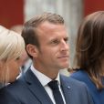 Le président Emmanuel Macron et son épouse Brigitte rencontrent des artistes lors de la visite du musée Ny Carlsberg Glyptotek à Copenhague le 29 août 2018 © Jacques Witt / Pool / Bestimage