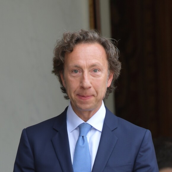 Stéphane Bern, chargé de mission pour le patrimoine - Le président de la République française et le chargé de mission pour le patrimoine français lancent le Loto "Mission Patrimoine" au palais de l'Elysée à Paris, France, le 31 mai 2018. L'objectif est de susciter une grande mobilisation populaire autour d'une loterie et d'un jeu de grattage qui seront lancés à la rentrée pour financer la rénovation de 270 projets sélectionnés (monuments historiques en péril aux quatre coins de toute la France) par la mission menée par S.Bern. © Giancarlo Gorassini/Bestimage