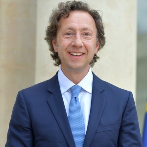 Stéphane Bern, chargé de mission pour le patrimoine - Le président de la République française et le chargé de mission pour le patrimoine français lancent le Loto "Mission Patrimoine" au palais de l'Elysée à Paris, France, le 31 mai 2018. L'objectif est de susciter une grande mobilisation populaire autour d'une loterie et d'un jeu de grattage qui seront lancés à la rentrée pour financer la rénovation de 270 projets sélectionnés (monuments historiques en péril aux quatre coins de toute la France) par la mission menée par S.Bern. © Giancarlo Gorassini/Bestimage