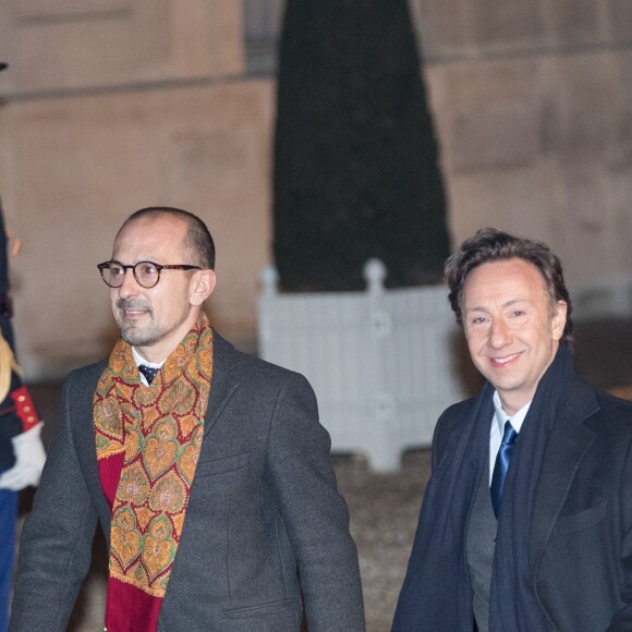 Stéphane Bern et son compagnon Lionel Bounoua - Le grand-duc et la grande-duchesse de Luxembourg assistent au Dîner d'Etat, au Palais présidentiel de l'Elysée, offert par le président de la République française et sa femme la Première Dame à l'occasion d'une Visite d'Etat en France à Paris, France, le 19 mars 2018. © Jacovides-Moreau/Bestimage