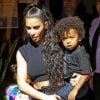 Kim Kardashian avec ses enfants Saint West et North West - Les Kardashians sont allés déjeuner avec leurs enfants au restaurant Carousel à Los Angeles, le 13 juillet 2018