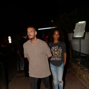 Exclusif - M. Pokora et sa compagne Christina Milian à la sortie du VIP Room à Saint-Tropez, le 17 août 2018. © Rachid Bellak/Bestimage