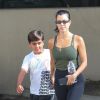 Exclusif - Kourtney Kardashian et son fils Mason ont été aperçus à la sortie de leur cours d'art à Woodland Hills, le 31 aout 2018.