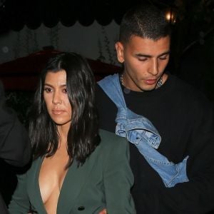 Exclusif - Kourtney Kardashian et son compagnon Younes Bendjim sont allés fêter l'anniversaire de Tristan Thompson à Beauty & Essex à Hollywood, le 10 mars 2018