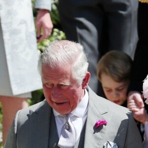 Doria Ragland, la mère de Meghan Markle, avec le prince Charles et la duchesse Camilla lors du mariage de Meghan et du prince Harry le 19 mai 2018 à Windsor.