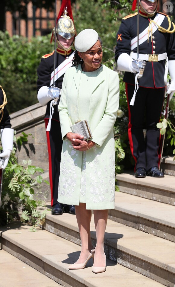 Doria Ragland, la mère de Meghan Markle, lors du mariage de Meghan et du prince Harry le 19 mai 2018 à Windsor.