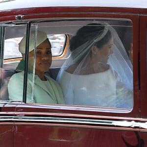 Doria Ragland et sa fille Meghan Markle le jour de son mariage avec le prince Harry le 19 mai 2018 à Windsor.