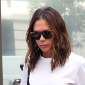 Victoria Beckham arrive dans les studios radio de la BBC à Londres, le 4 septembre 2018.