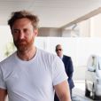Exclusif - Le DJ David Guetta est arrivé à Barcelone en provenance de Dubaï pour une escale avant de rejoindre Ibiza en jet privé le 31 mai 2018.