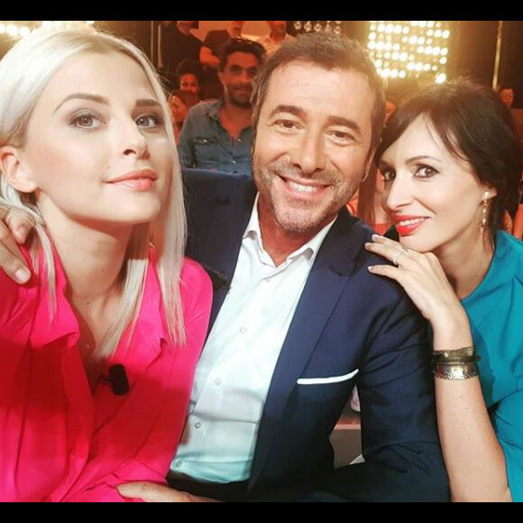 Bernard Montiel sur le plateau de "Touche pas à mon poste" avec Géraldine Maillet et Kelly Vedovelli le 11 septembre 2018.