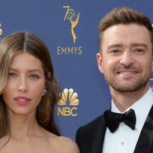 Jessica Biel et son mari Justin Timberlake au 70ème Primetime Emmy Awards au théâtre Microsoft à Los Angeles, le 17 septembre 2018.