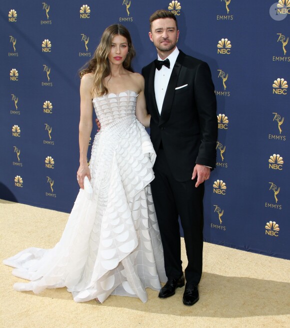 Jessica Biel et son mari Justin Timberlake au 70ème Primetime Emmy Awards au théâtre Microsoft à Los Angeles, le 17 septembre 2018.