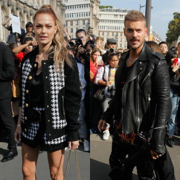 Caroline Receveur et M. Pokora - Défilé Balmain, collection printemps-été 2019 à l'Hôtel de Ville. Paris, le 28 septembre 2018.